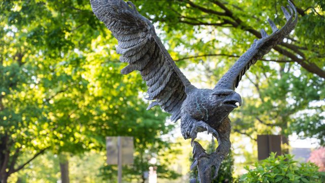 Eagle statue on campus