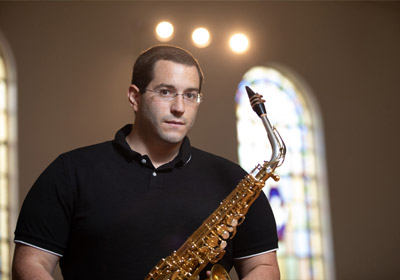 Photo of Anthony Cincotta with saxophone|Photo of Anthony Cincotta with saxophone|Photo of Anthony Cincotta with saxophone