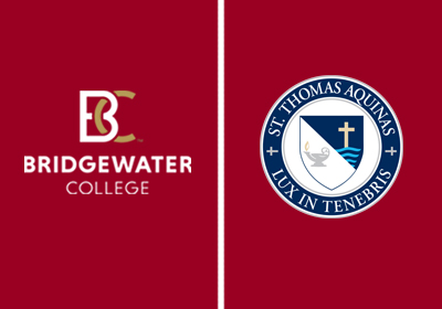 Logos from Bridgewater College and St. Thomas Aquinas
